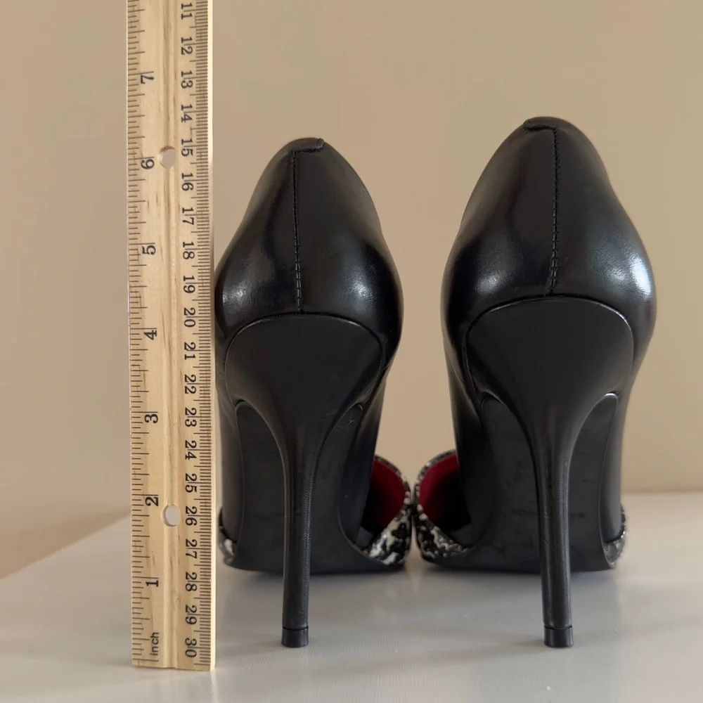 Steve Madden | Black & White Leather D’Orsay High Heel Pumps Sz 7.5 - Picture 4 of 5